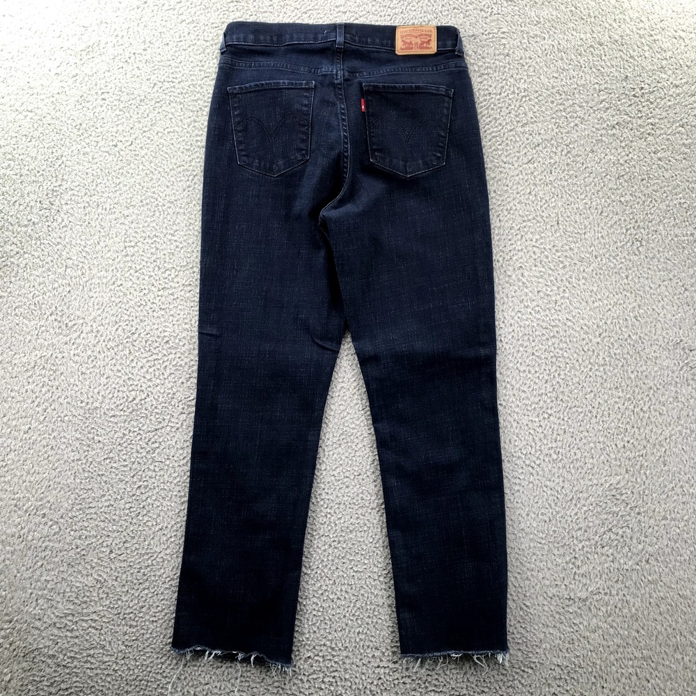 LEVIS Jeans Womens Size 8 Classic Straight Leg Frayed Hem Dark Wash Denim 28x27